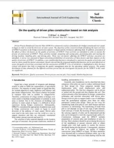 On the quality of driven piles construction based on risk analysis - U.H. Issa